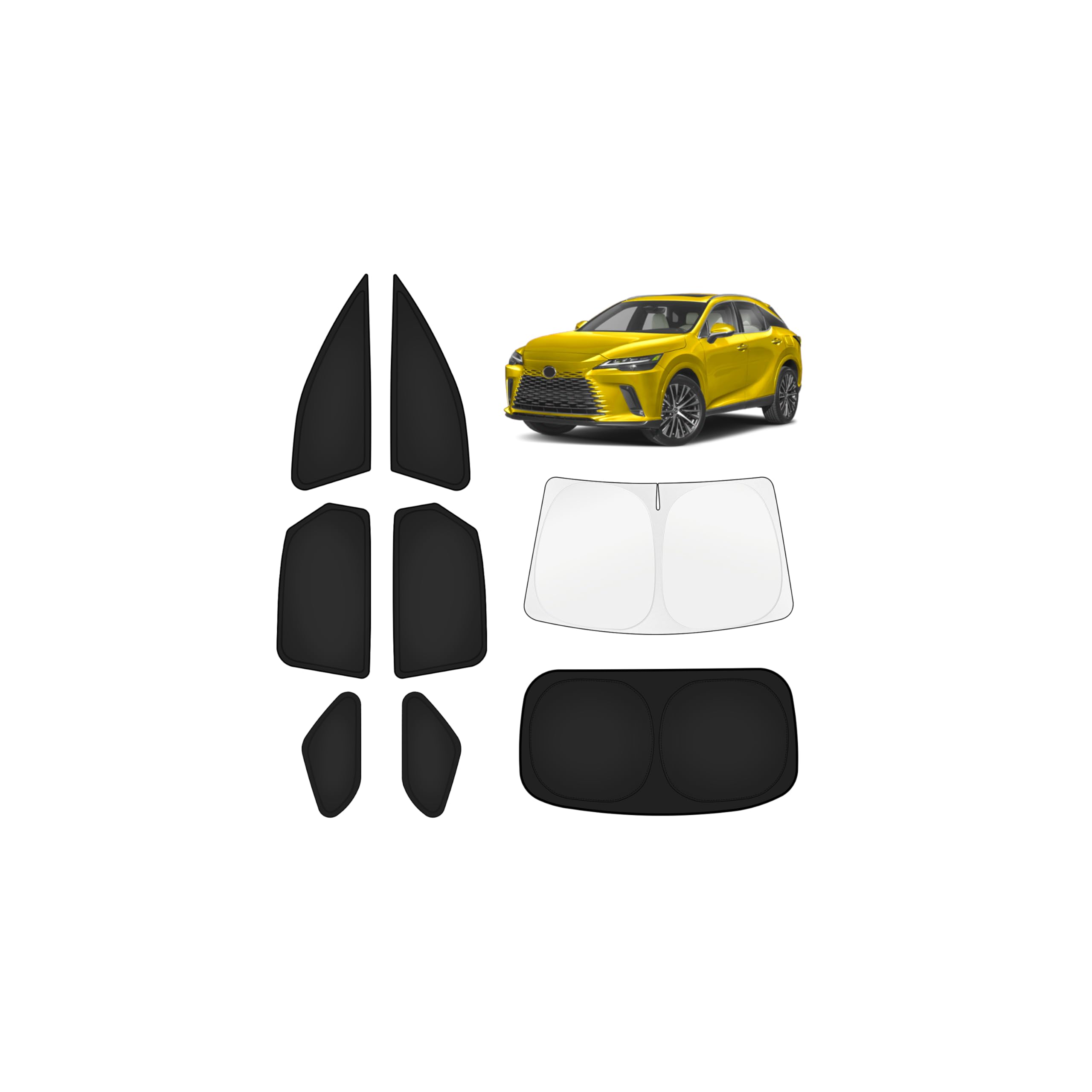 KUST Car Window Shades for Lexus RX 2023-2025 2026 Windshield Sun Shade Side Window Cover UV Block Privacy Protection RX 350 RX 350h Accessories for Camping Blackout Rear Back Full Set 8PCS