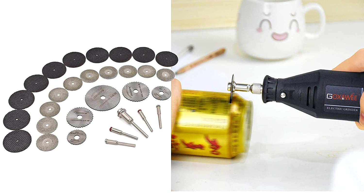 Diy Crafts 10474 5966 Rotary Tool Cutting Wheels Sets Hss Mini Circular Saw Blades & Diamond Cutting Wheel Cut Off Discs, Multicolor, Pack of 30 3