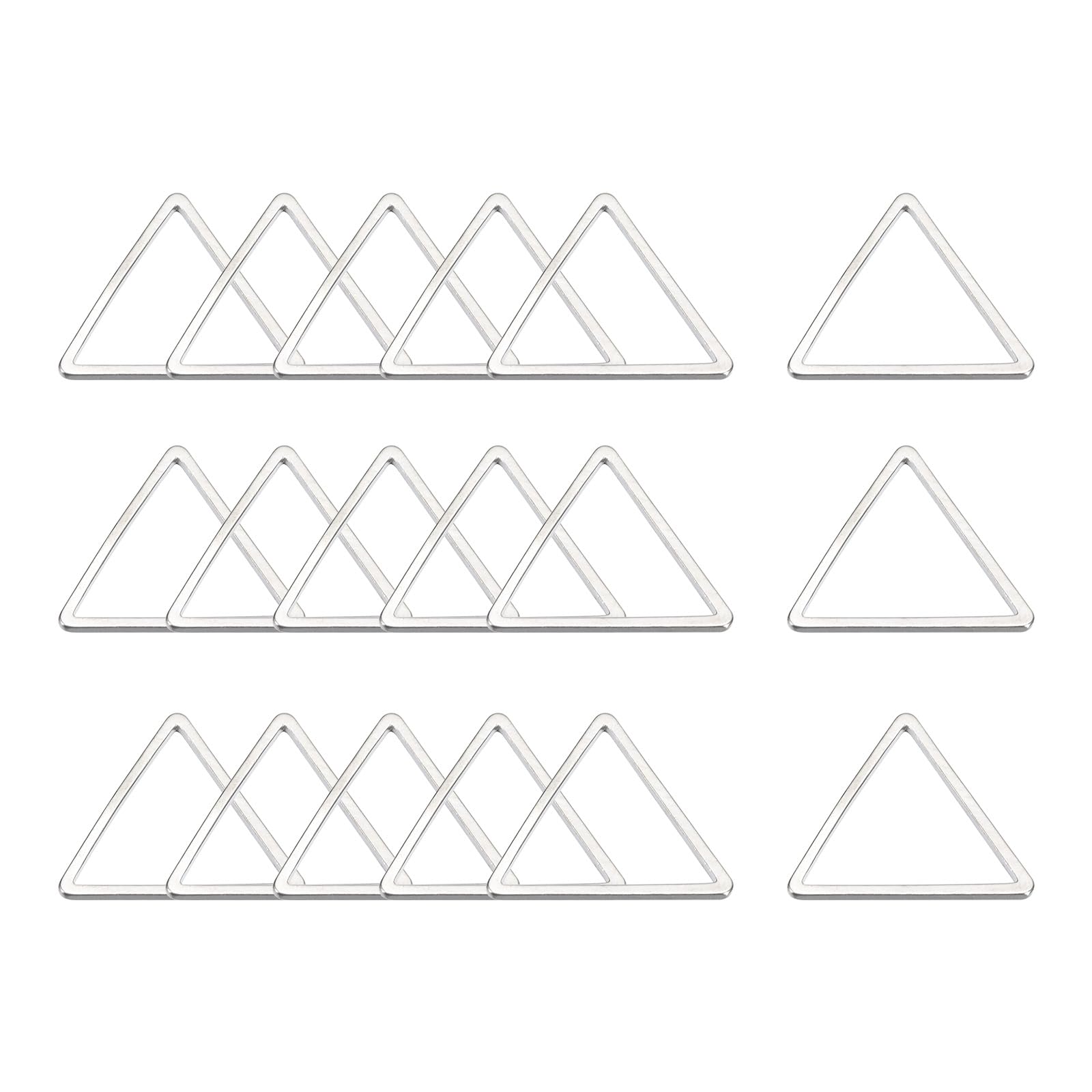 sourcing map Triangle Earring Beading Hoop, Triangle Hollow Frame Charm 15mm/ 0.6" Silver Tone Geometric Linking Ring for Jewelry Making, Pack of 20