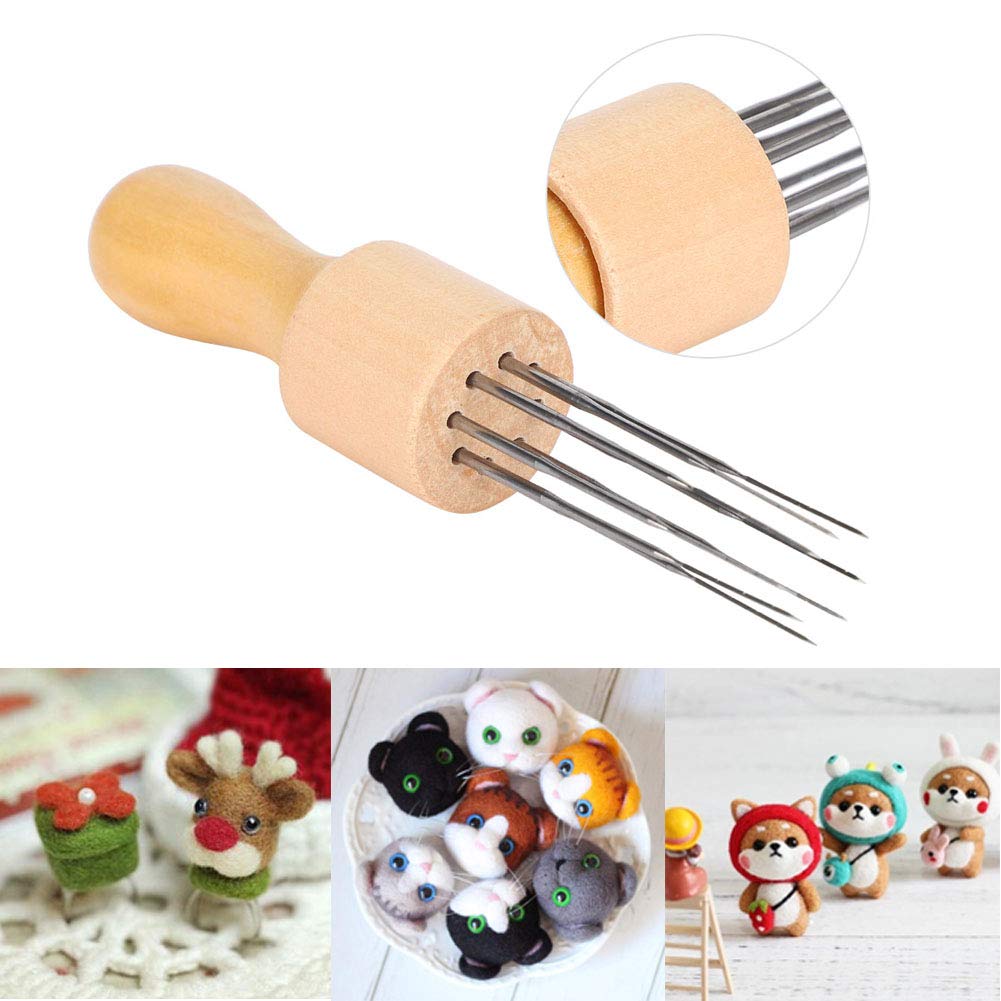 Wool Felting Tool, 8 Needles Felting Supplies with Wood Handle Stitch Punch Tool DIY Wool Projects for Beginner Professional