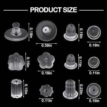 600pcs Silicone Earring Backs - 6 Styles Clear Rubber Earrings - Safety, Soft, Hypoallergenic, Stopper Back for Droopy Ears