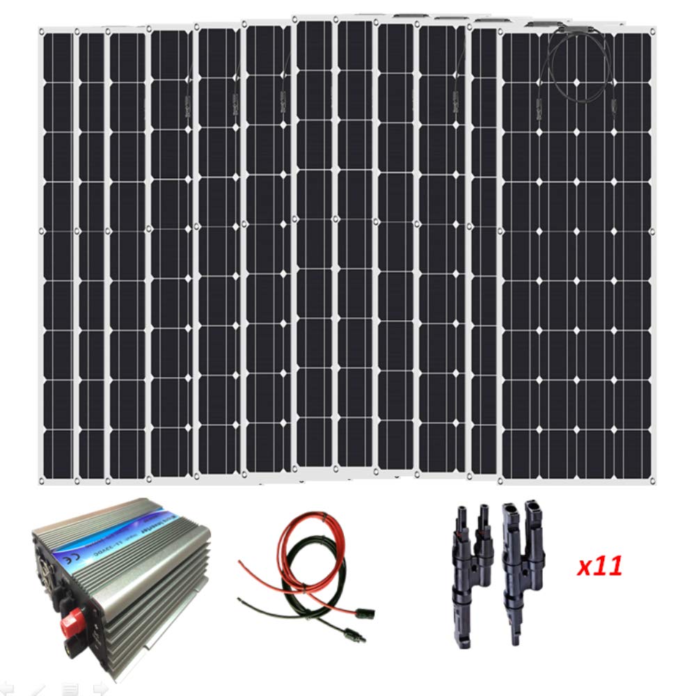 Buy AUECOOR 1200W Home Grid Tie Solar Kit 12pcs 100W high effiency