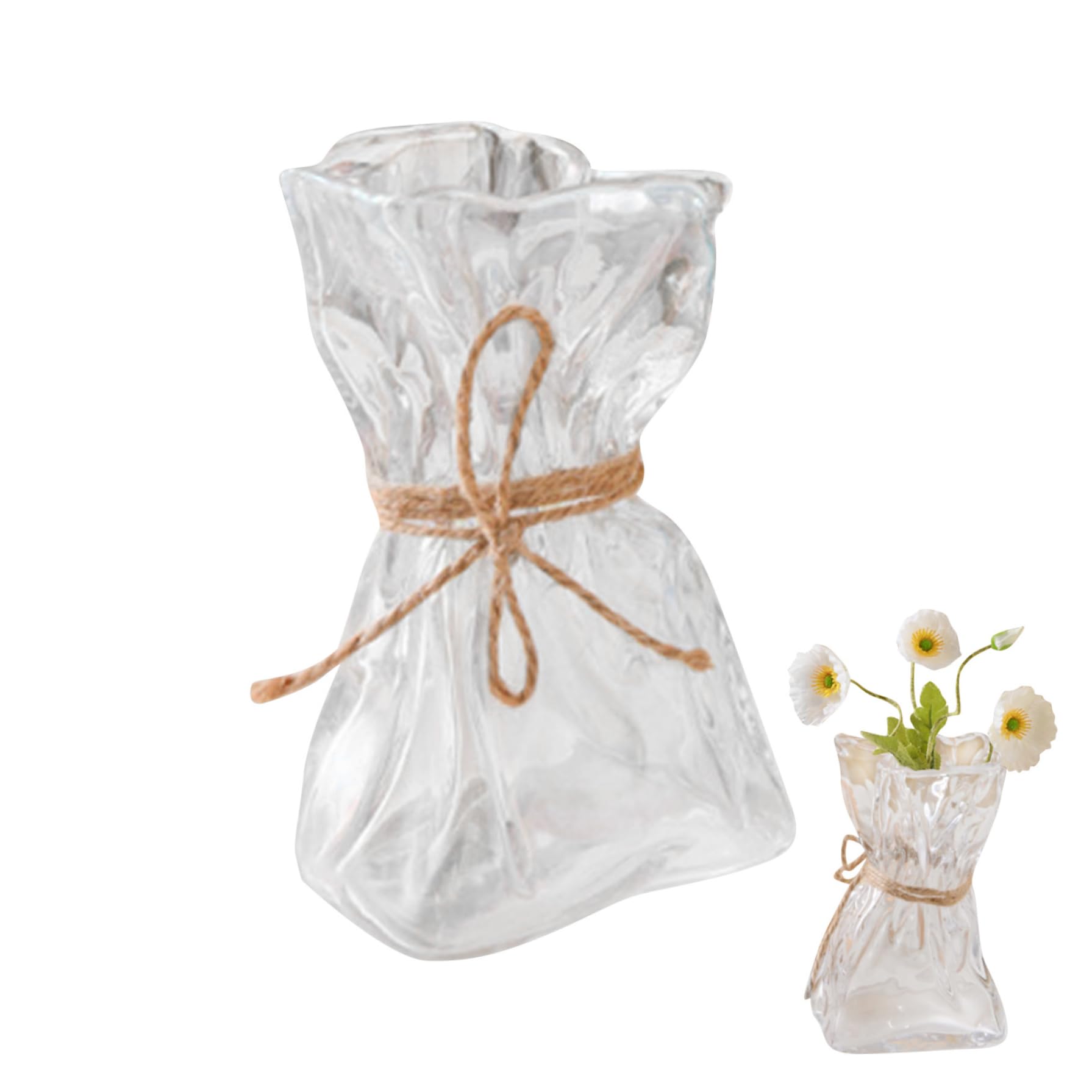 Vase en verre transparent moderne au design organique pour intérieur épuré