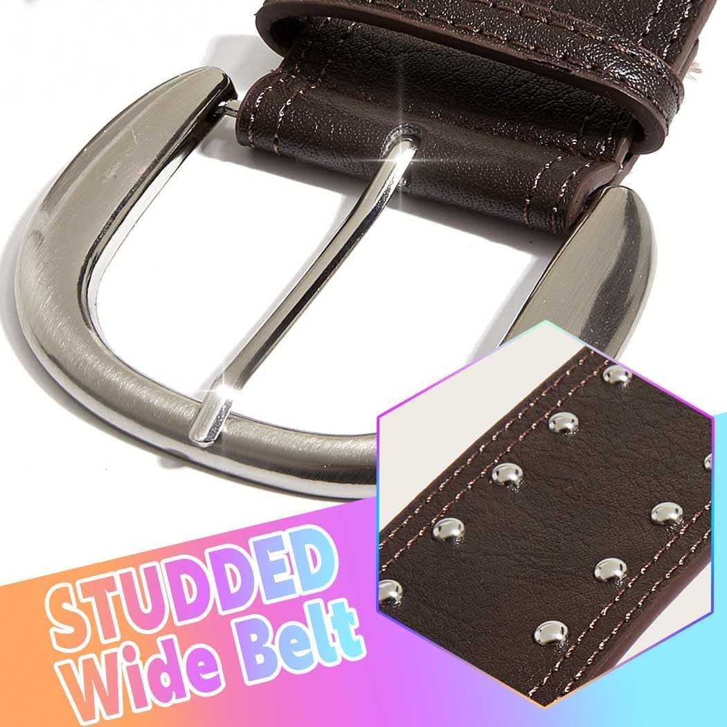 Women Black Chunky Belt Fashion Thick Belts for Dress Pants Y2K Studded Wide Belt Western Cowgirl Waist Belts image 4