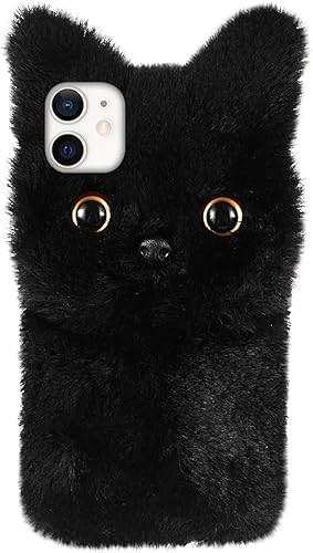 Miniatura 7 de Funda de felpa de piel esponjosa para 12 minilindros de gatos peludos, funda protectora mullida de animales 3D, pelo de conejo sintético, juguete