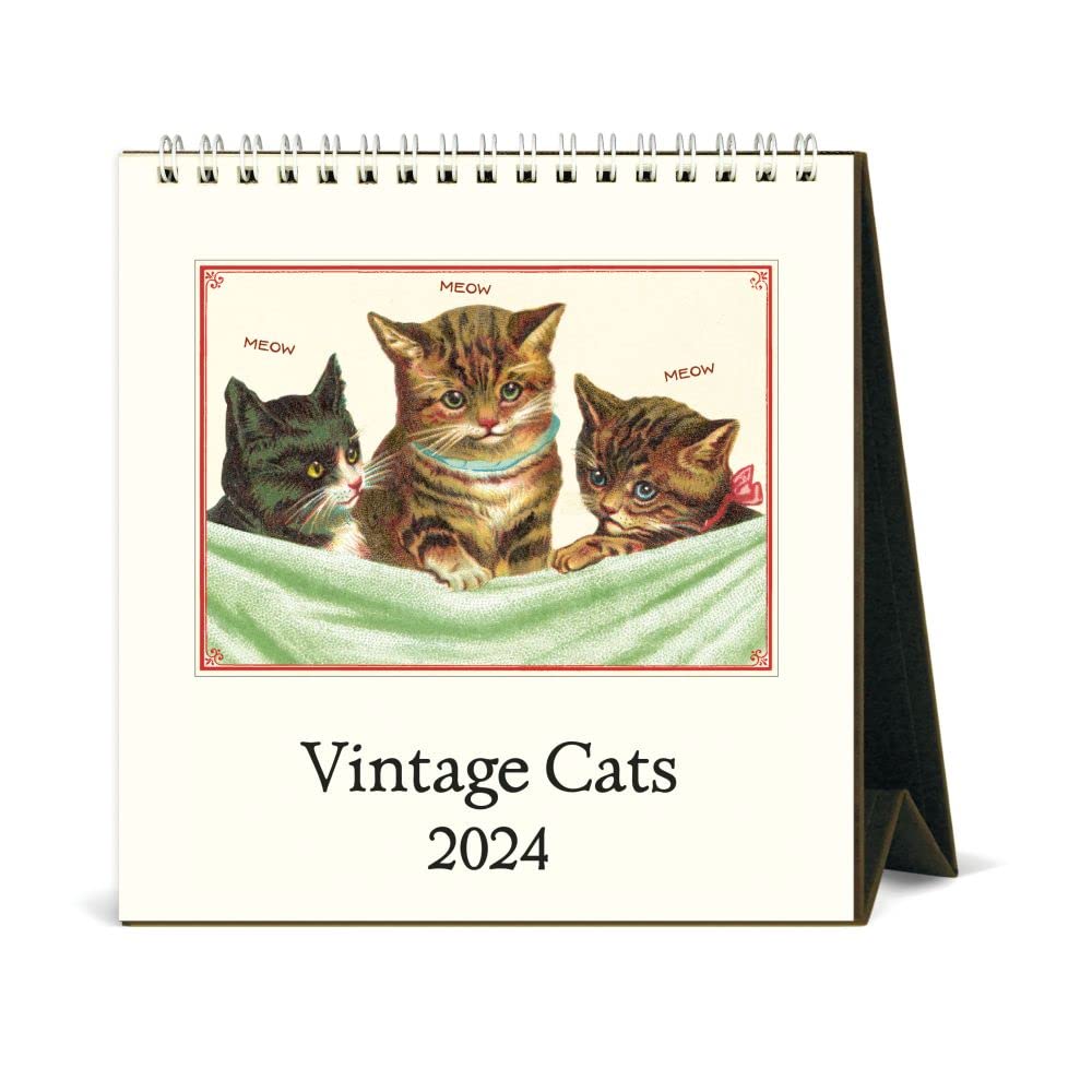Cavallini& Co, Cats Vintage 2024 Easel Desk Calendar