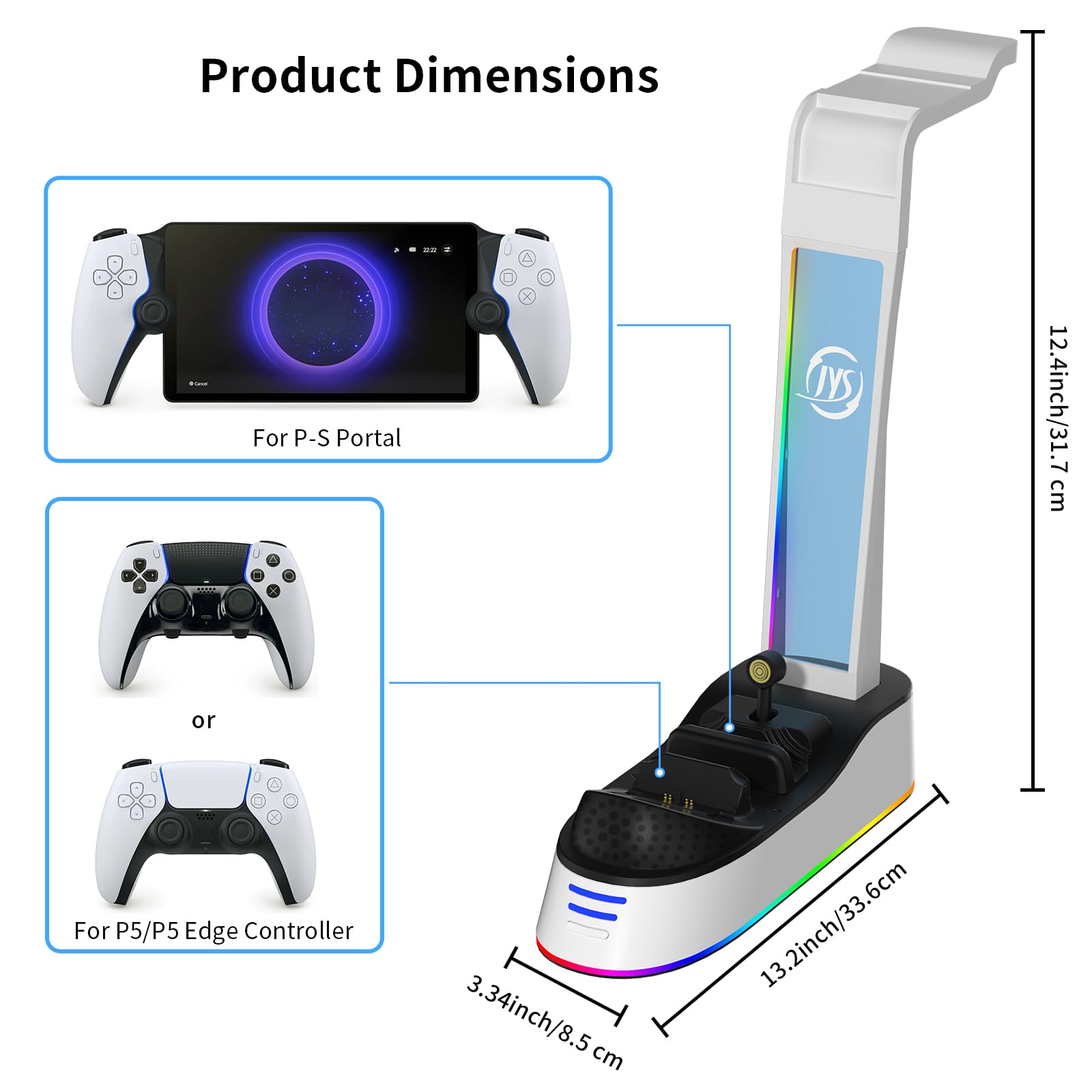 BeisDirect Dock di ricarica per PlayStation Portal Console di gioco Dock Station di ricarica per PS5 Caricatore maniglia con supporto per cuffie, supporto per caricabatterie per PS Portal