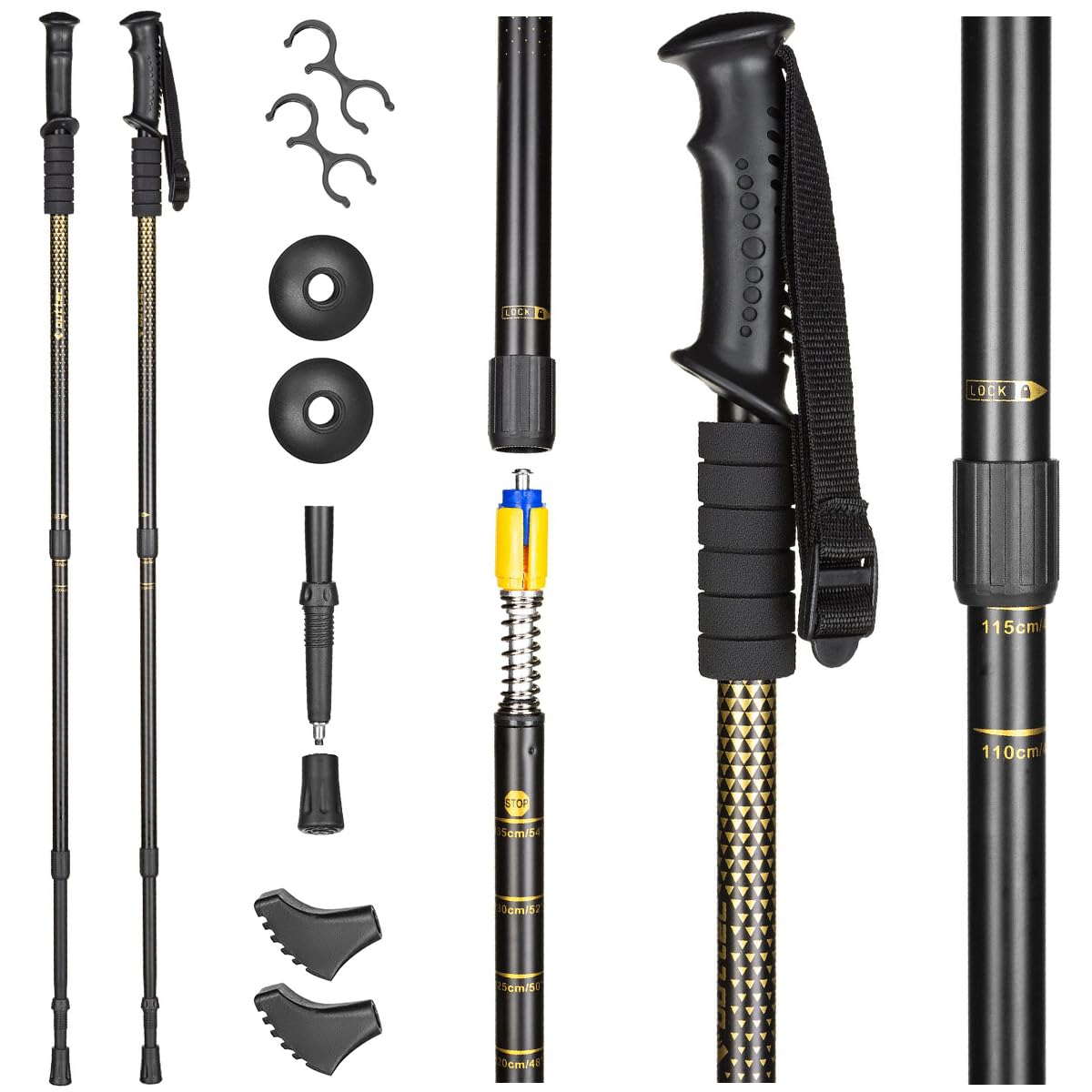 Bastoni da trekking, bastoni da nordic walking, bastoni da escursionismo - regolabili da 65 a 135 cm