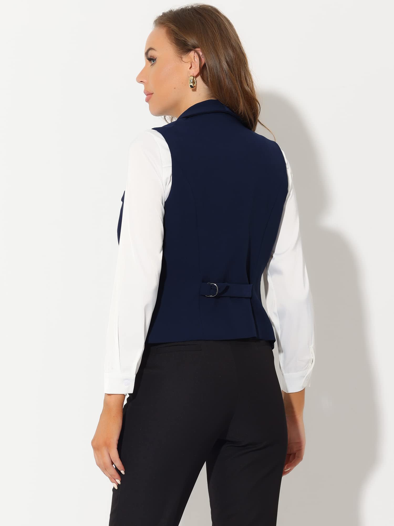Allegra K Dressy Waistcoat Vest Casual Donna