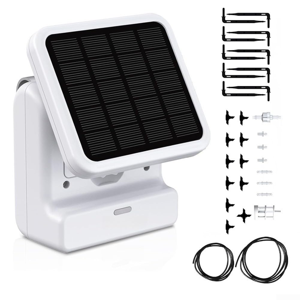 Sistema di irrigazione a goccia solare controllato da app con WiFi per piante da interno ed esterno Timer flessibili Protezione dalla carenza d'acqua e monitoraggio dei registri (B)