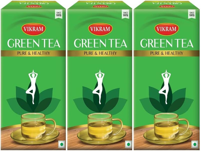 Vikram Green Tea | Rich In Antioxidants & Bioactive Compounds | Supports Weight Loss, Immunity & Digestive Health | Authentic Upper Assam Tea | 100g x 3 Pack