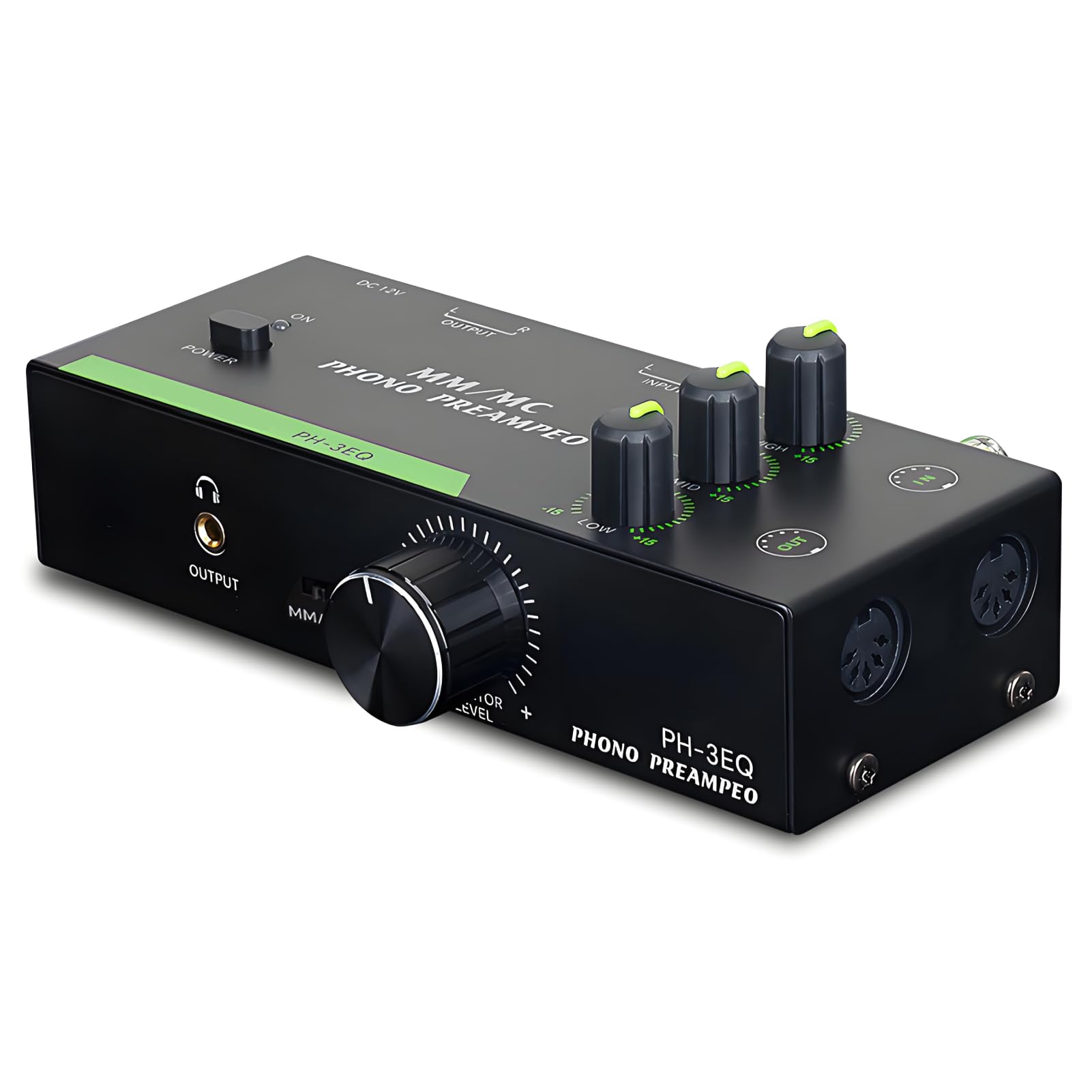 Préampli Phono MM MC Professionnel avec Entrée XLR 5 Broches, Égalisation Réglable pour Platines Vinyle