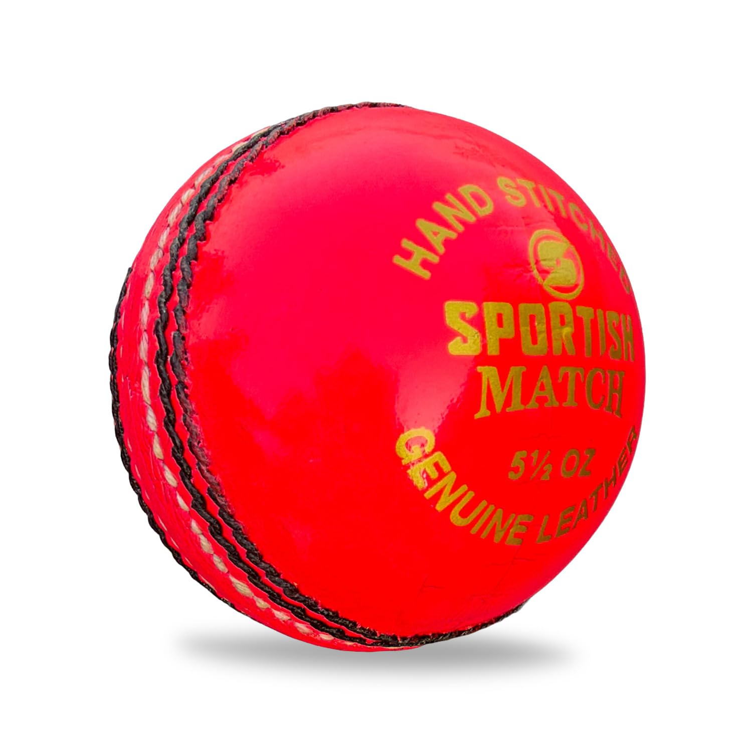 SPORTISH Leather Cricket Match Ball - Pink Hand Stitched Competitive Play