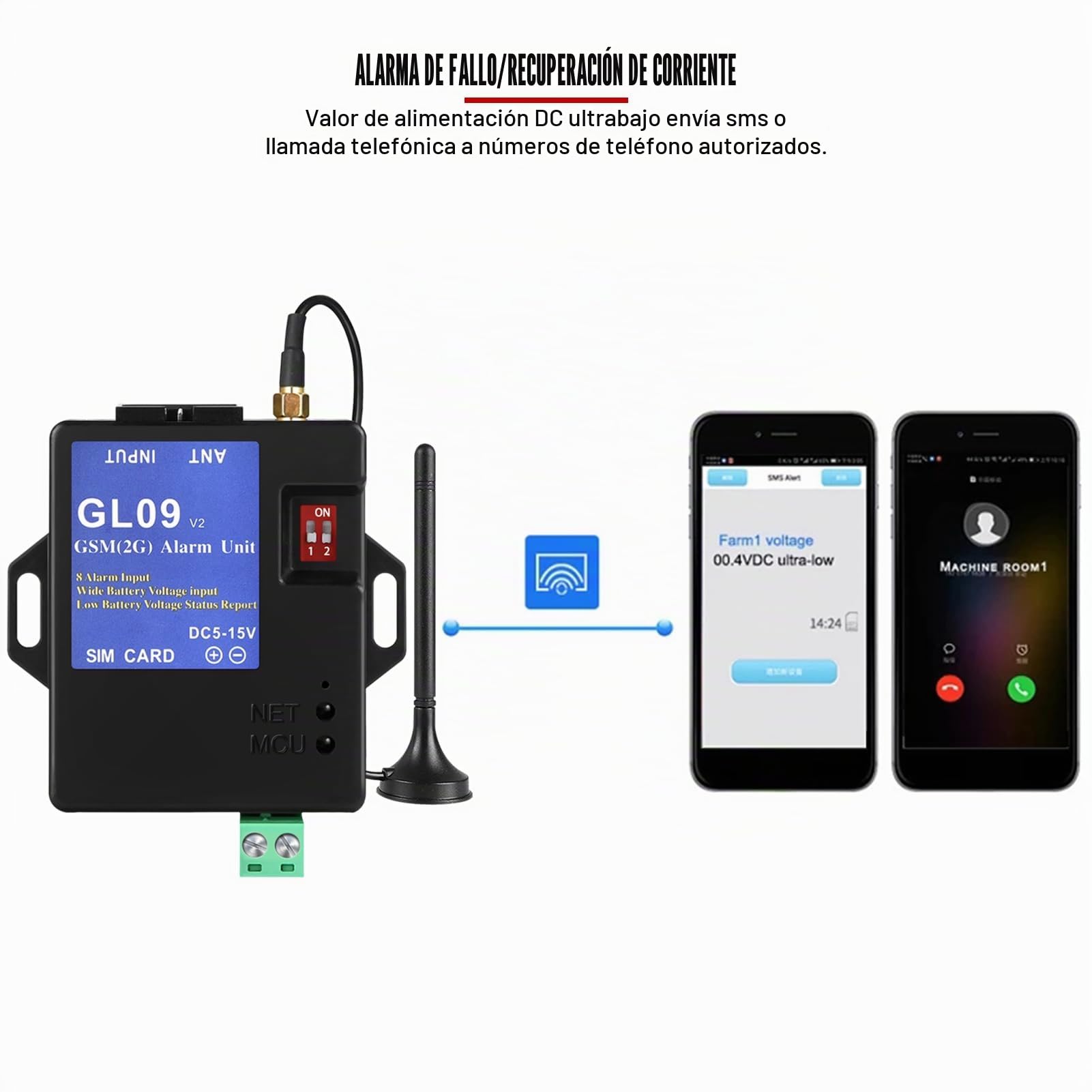 Sistema de Alarma gsm, GL09 Control de Aplicaciones a batería de 8 Canales Sistemas de Seguridad de Alerta por SMS para el hogar y el almacén
