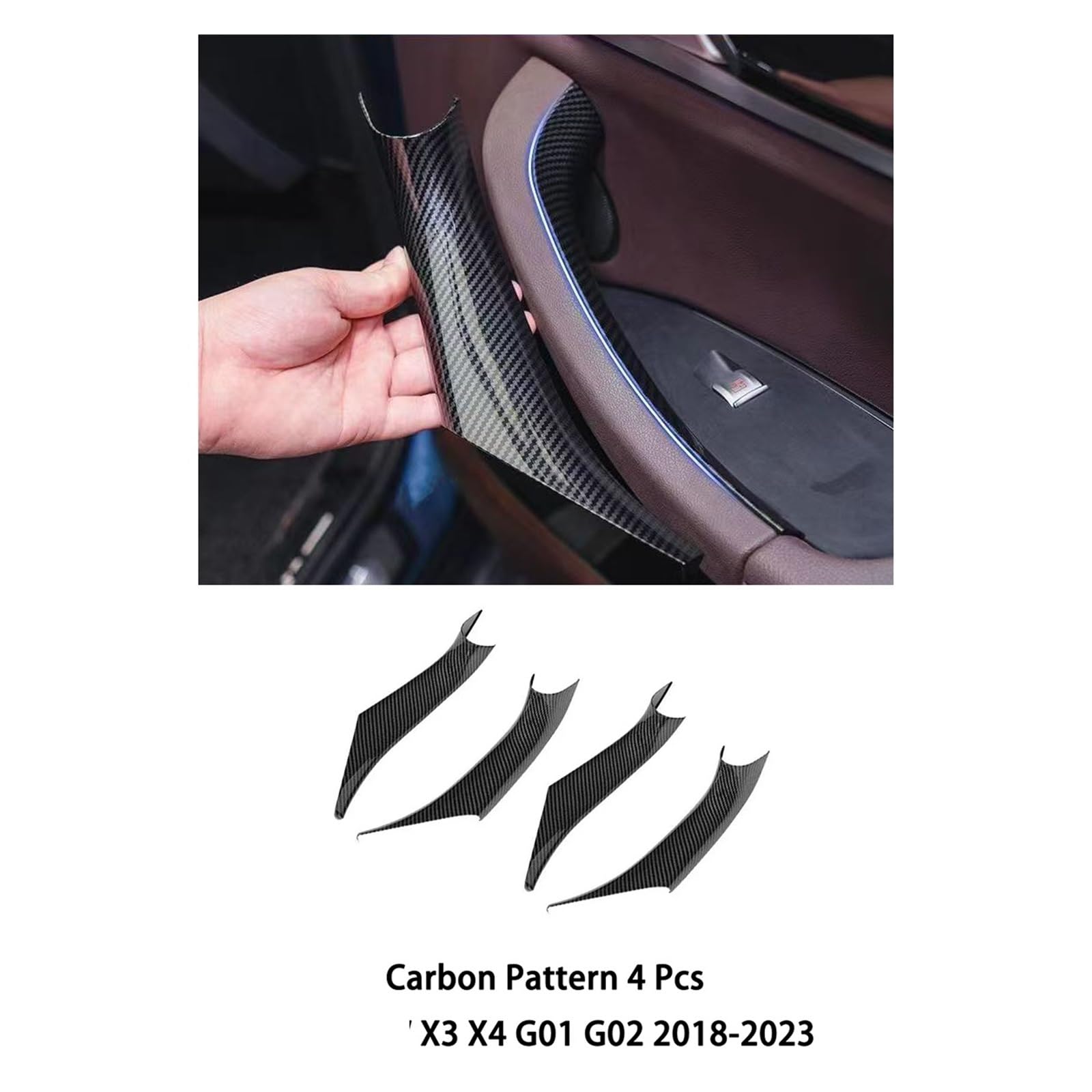 Maniglia Porta Interna per BMW X3 G01 2018-2023 per X4 G02 2019-2024 Auto Porta Tirare La Copertura Sinistra E Destra Maniglia Interna di Protezione Decorare(2 PCS Black)