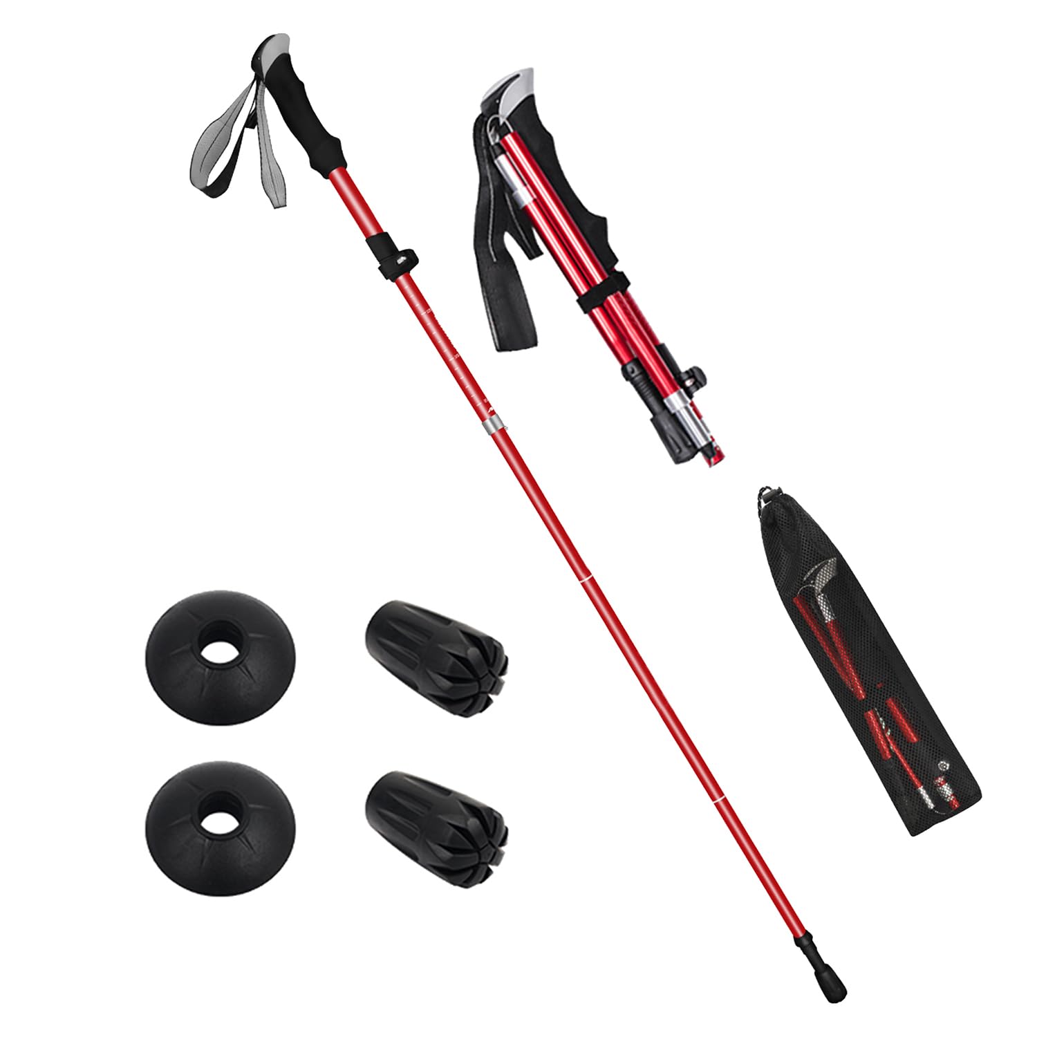 Kijki trekkingowe – lekkie aluminiowe składane kijki trekkingowe 7075 z uchwytami zapobiegającymi poceniu się EVA do wędrówek, biwakowania, wspinaczki górskiej (2 sztuki)