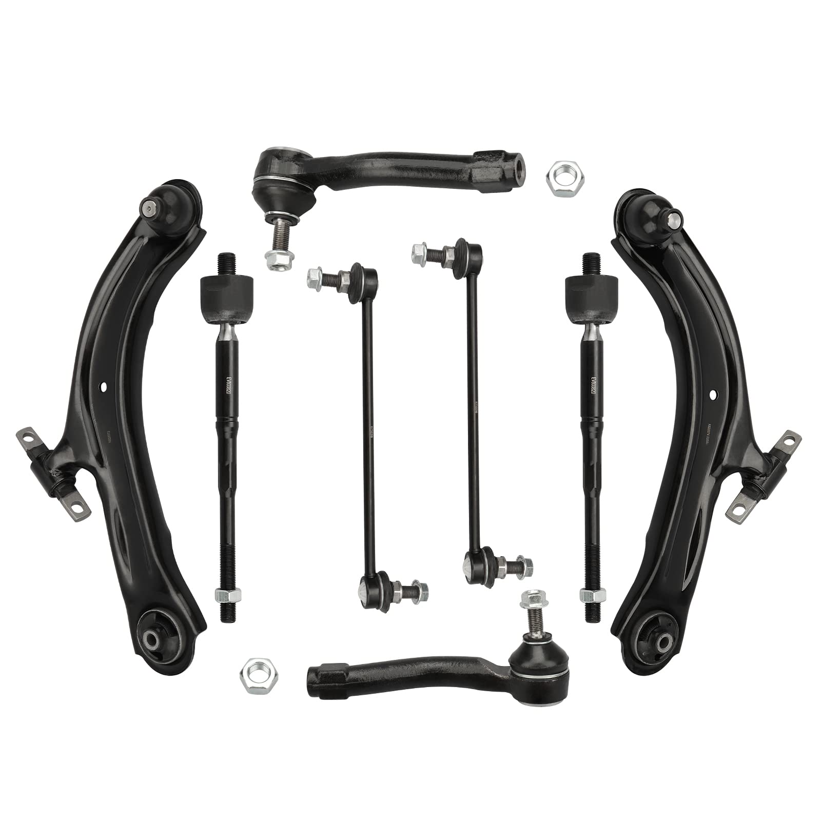 Front Lower Control Arm Kits for Nissan Sentra 2007 2008 2009 2010 2011 2012 Inner Outer Tie Rod Ends Sway Bar Links