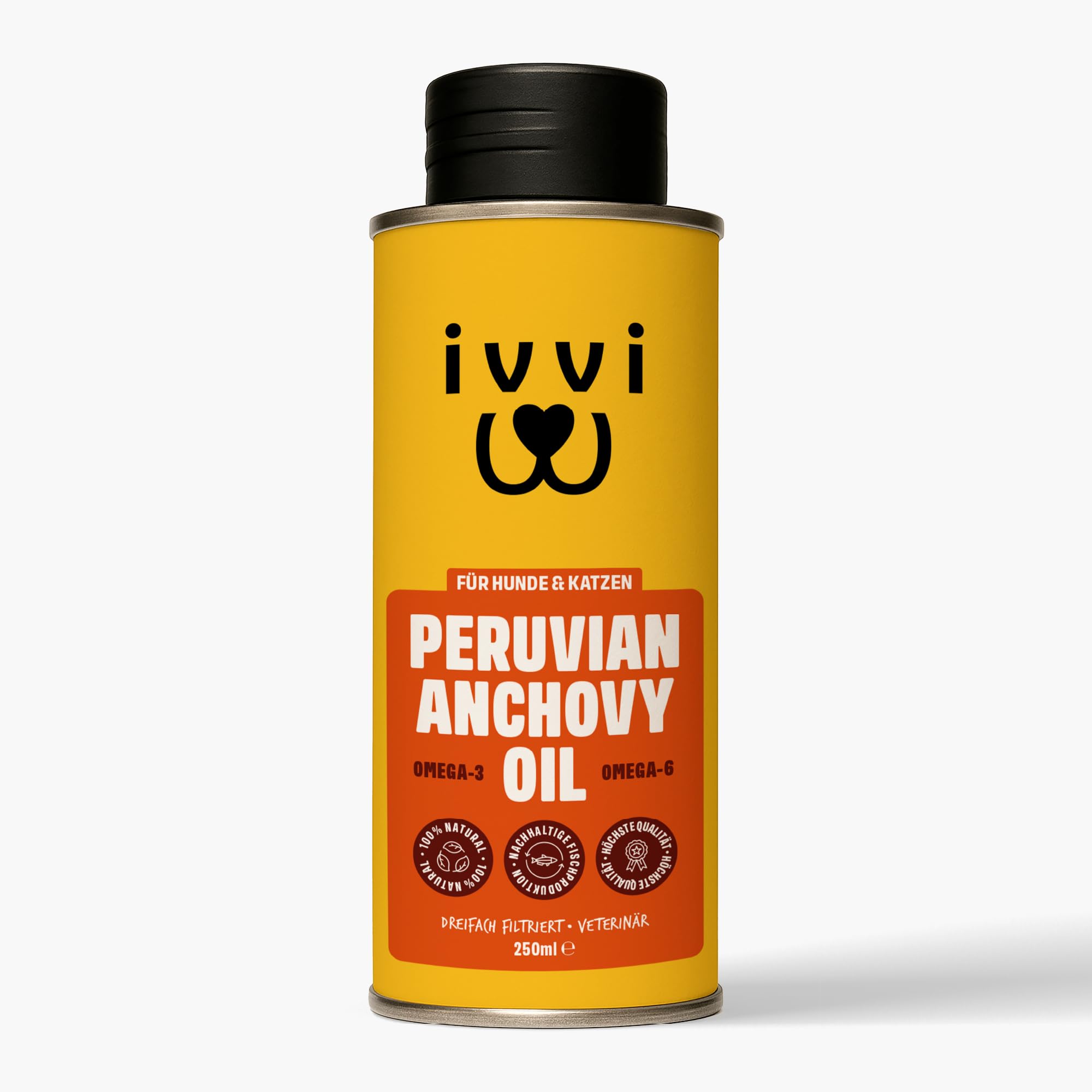 Peruanisches Anchovy-Öl für Hunde & Katzen – 3× stärker als Lachsöl – Omega-3 Omega-6 Fischöl für Haut, Gelenke, Herz & Immunsystem – Dreifach gefiltert – Marin Trust Zertifiziert – 250ml