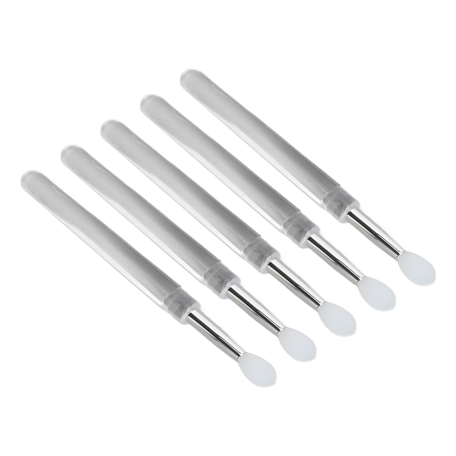 Jauarta 15pcs Silicone Lip Brush with Transparent Handle Lid Reusable Lipstick Brush Applicator for Lip Mask White