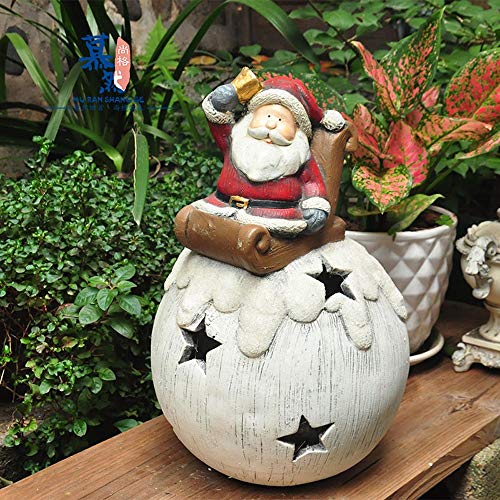 Havanadd Garden Ornament Decorative Sculpture Garden Courtyard Decorations European-style Retro Rustic Wood-like Christmas Snowman Ornament Candle Holder (Color : Red, Size : L)