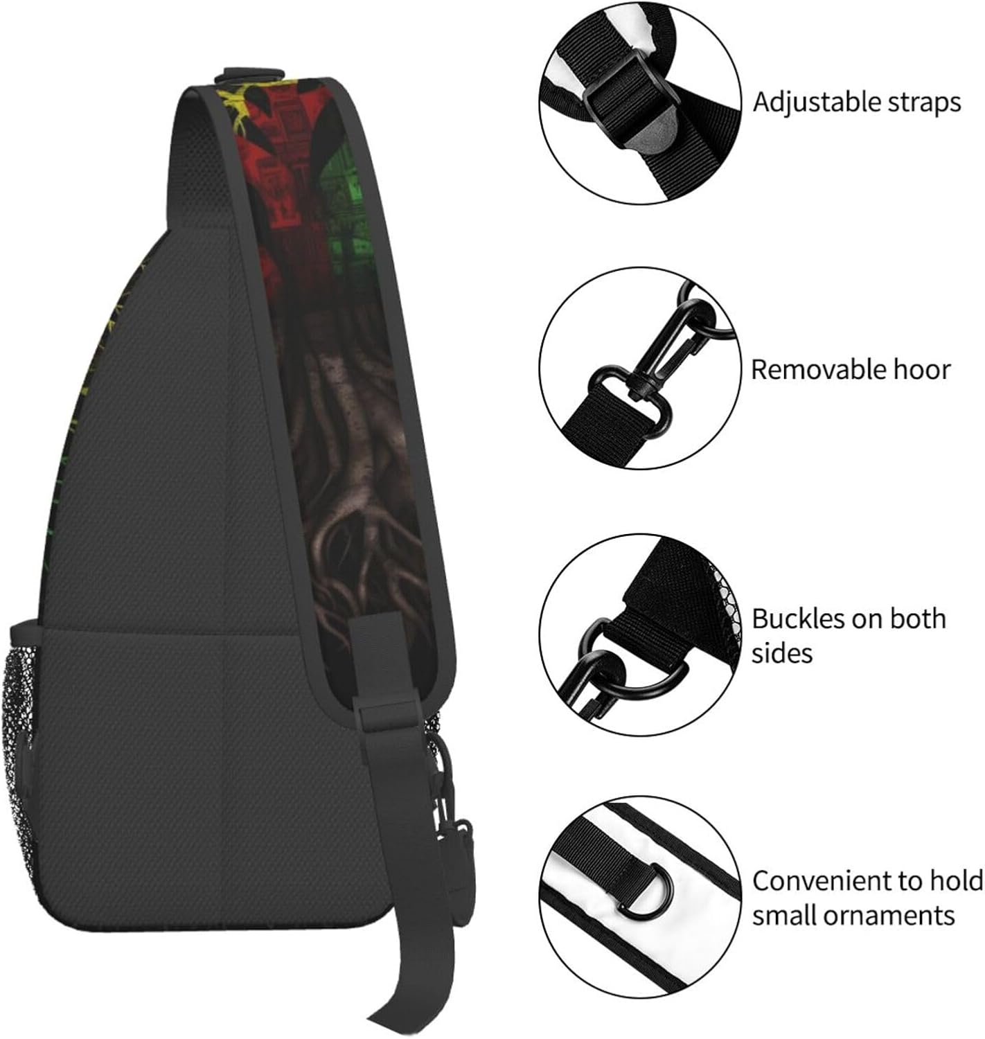 Rasta Reggae Rastafarian Lion Sling Backpack for Women Men, Chest Bag Daypack Crossbody for Travel Sport Running Hiking