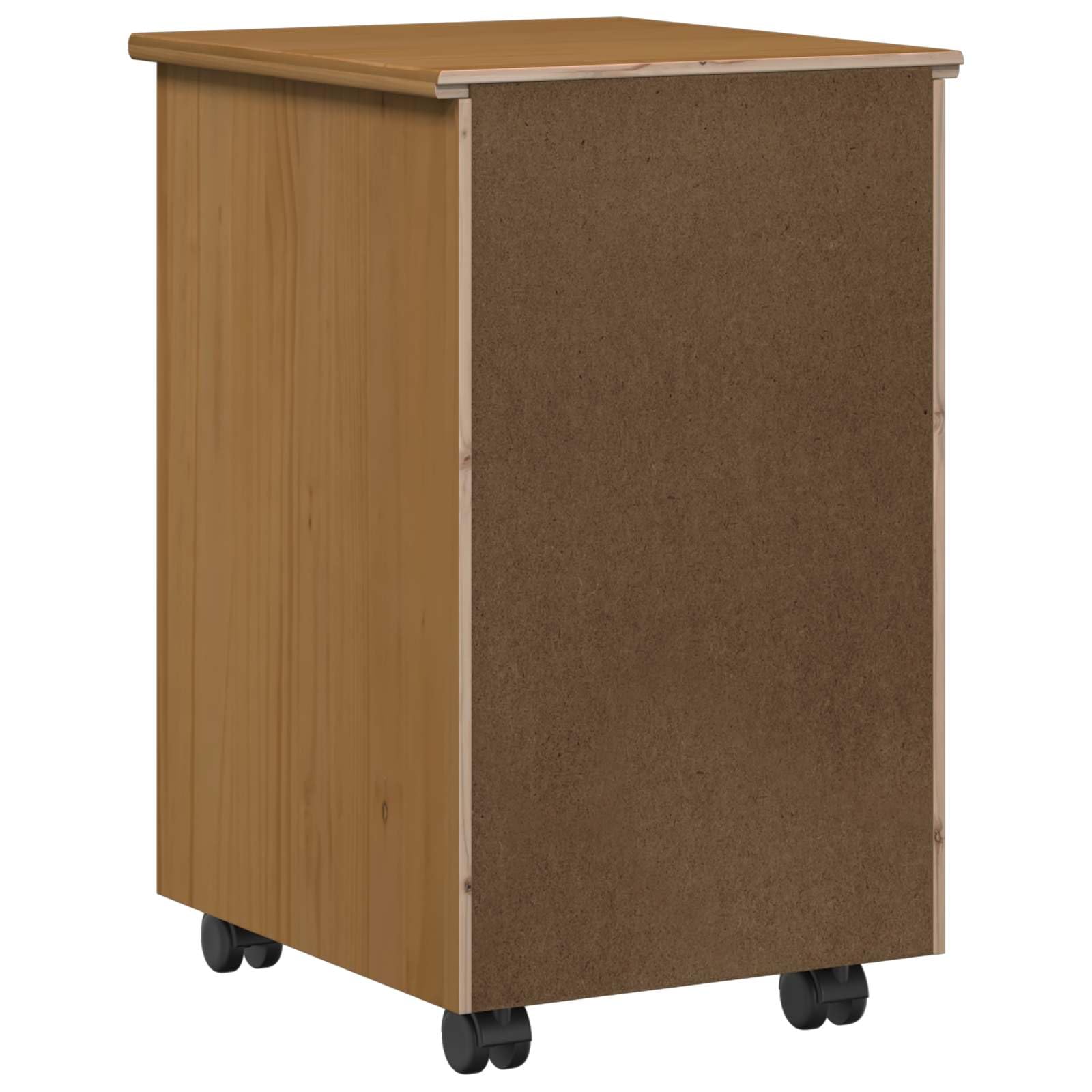 Rollschrank Moss Honigbraun aus massivem Kiefernholz 34 x 39 x 56 cm mit 4 Schubladen und Rollen vielseitiger Mehrzweckschrank für Büro, Wohnzimmer, Flur mit Stauraum und Ordnung
