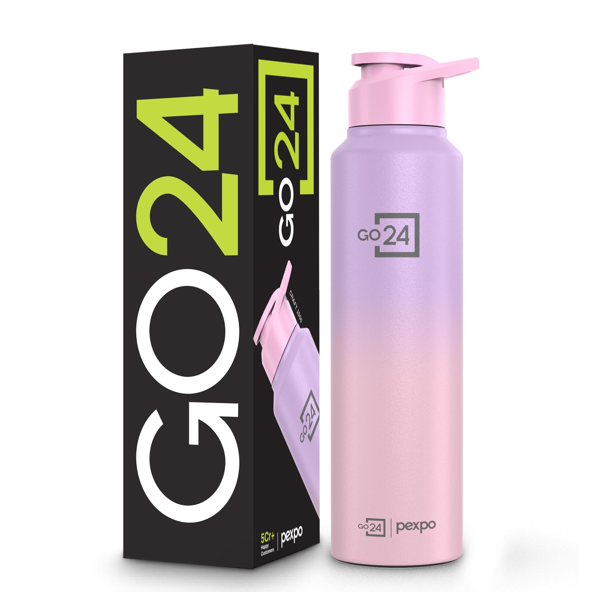 PEXPO Craft Pro 1000 ISI Certified Stainless Steel Sports/Fridge Water Bottle with Sipper Cap, Purple-Pink Ombre |Eco friendly | BPA Free | Water Bott...