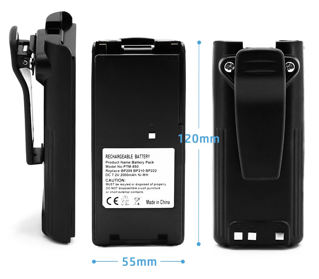 Batterie BP208 BP209 BP210 BP211 BP222 pour Icom Radio IC-V8 IC-V82 2000mAh | pour IC-A6E IC-A24 IC-F3GT IC-T3H Talkie-Walkie, 7,2V, Ni-MH, Avec Clip