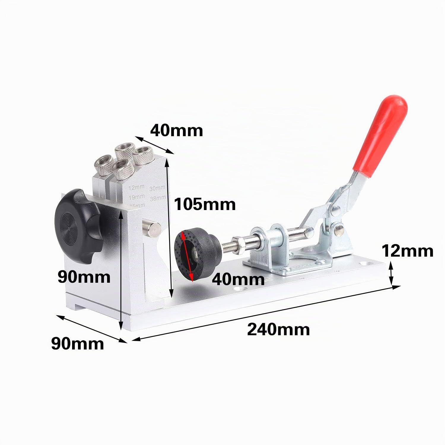 KATSU Pocket Hole Jig Kit, Aluminium Dowel-Bohrlehre Set, Tragbarer Holzbohrführer, Positionierer & Schlaglochlocator Werkzeug (105418)