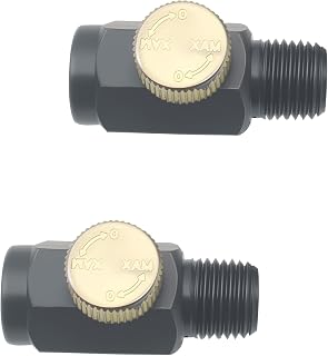 OZXNO 2-Pack Brass In-Line Air Flow Regulators, Adjustable 1/4" NPT Male/Female Valves for Precise Compressor Air Control (Black)