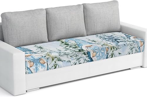 Miniatura 8 de Pink Hello Winter Couch Cushion Covers, Stretch Sofa Cover with Elastic Bottom, Xmas Winter Snowflake Yellow Pink Sofa Slipcovers Protector Washable