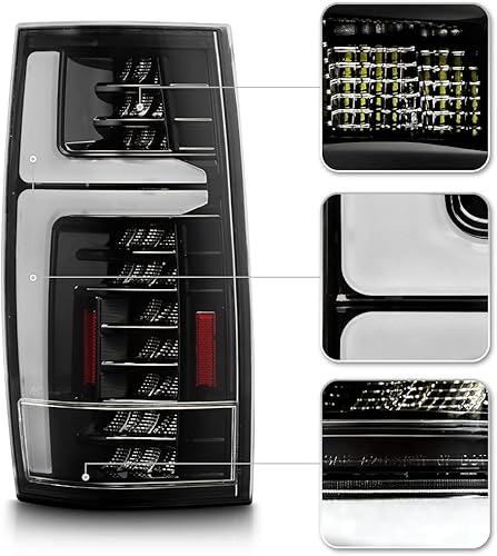 Miniatura 4 de KEEKPO - Para Chevy Suburban 1500 2500 Tahoe GMC Yukon negro 2007-2013 luces LED TaiL completas par izquierdo+derecho
