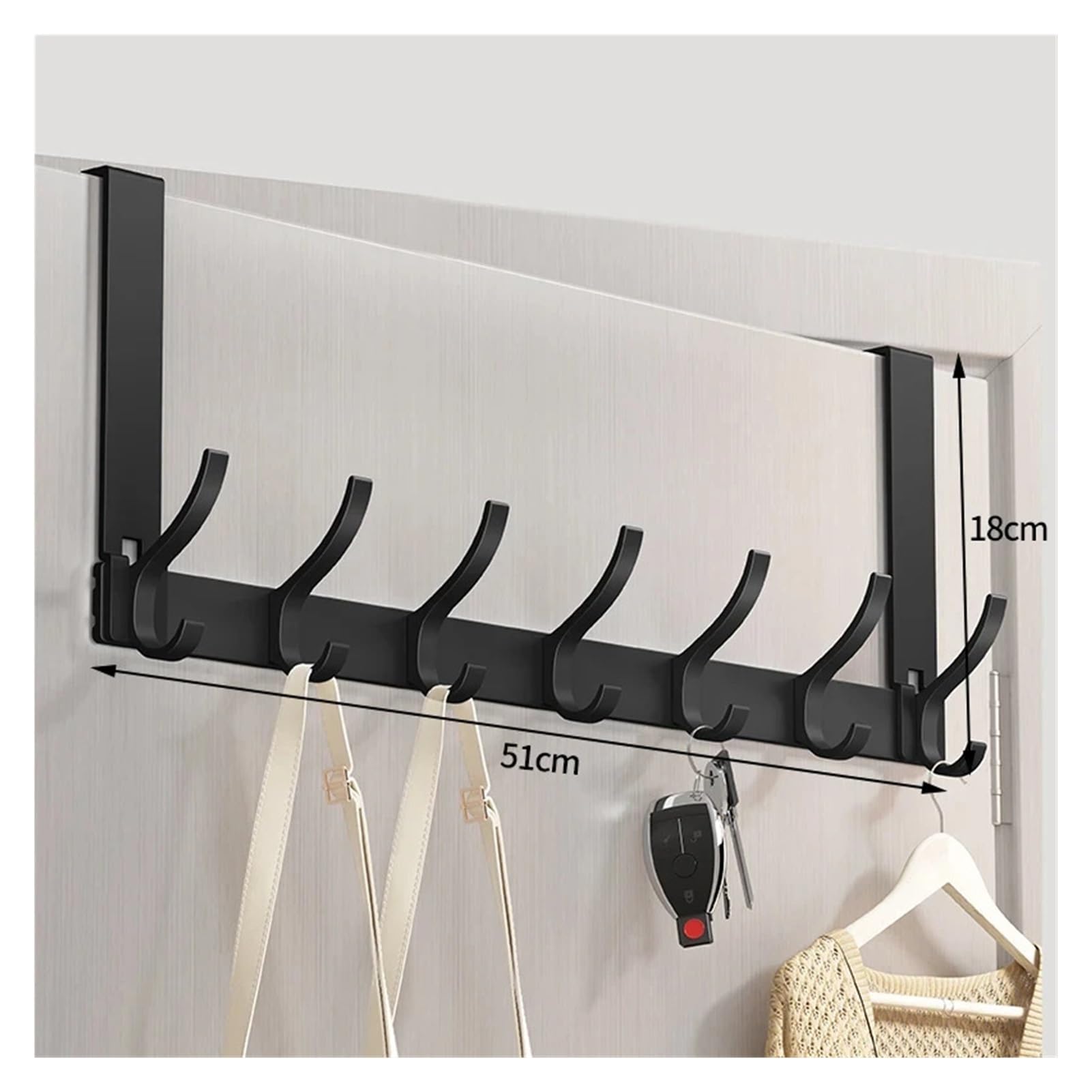 BARRINS Over The Door Hooks Row Hook Behind The Door Free Punching Hanger Storage Porch Duty Wall Mount Towel Clothing Bag Holder Household
