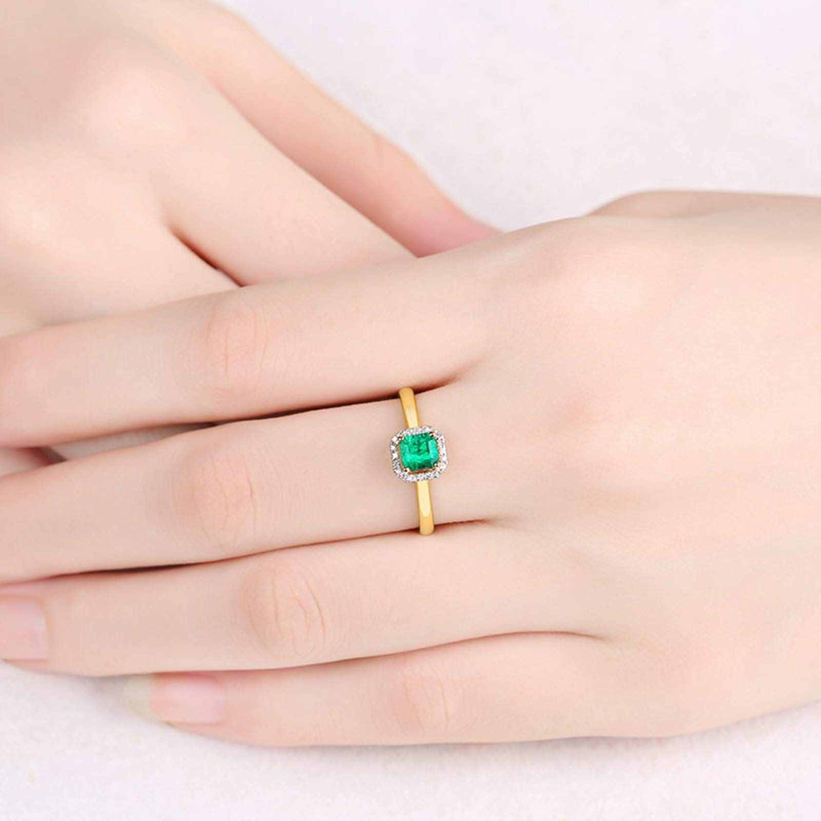 Beydodo Pierścionek zaręczynowy 18 K 750 kwadratowy szmaragd 0,5 ct damski pierścionek złoto obrączki ślubne z diamentem e 18 karatów (750) żółte złoto, 49 cm (15,6 cala), colore: złoto, cod. TLLWGZ5229