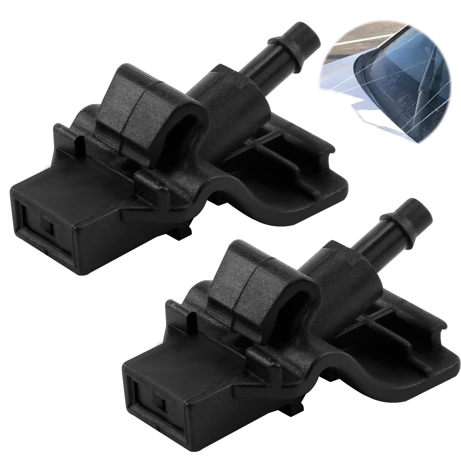 2-Pack Car Front Windshield Washer Jet 1902209 EB3B-17666-AA EB3B17666AA Jet Wiper Nozzles Replacement for Ford Ranger ix35 MK2 Mk4 2015 TKE Front Car Windscreen Cleaning Washer Nozzle (Black)