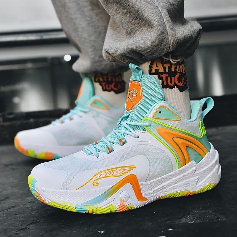 Unisex-Basketballschuhe mit Farbverlauf, atmungsaktiv, gepolstert, Court-Sneaker | Leichtes, Atmungsaktives Mesh-Obermaterial Mit Farbverlauf. Anti-Rutsch-Sohle Mit Hoher Rückfederung For Basketball Im Freien