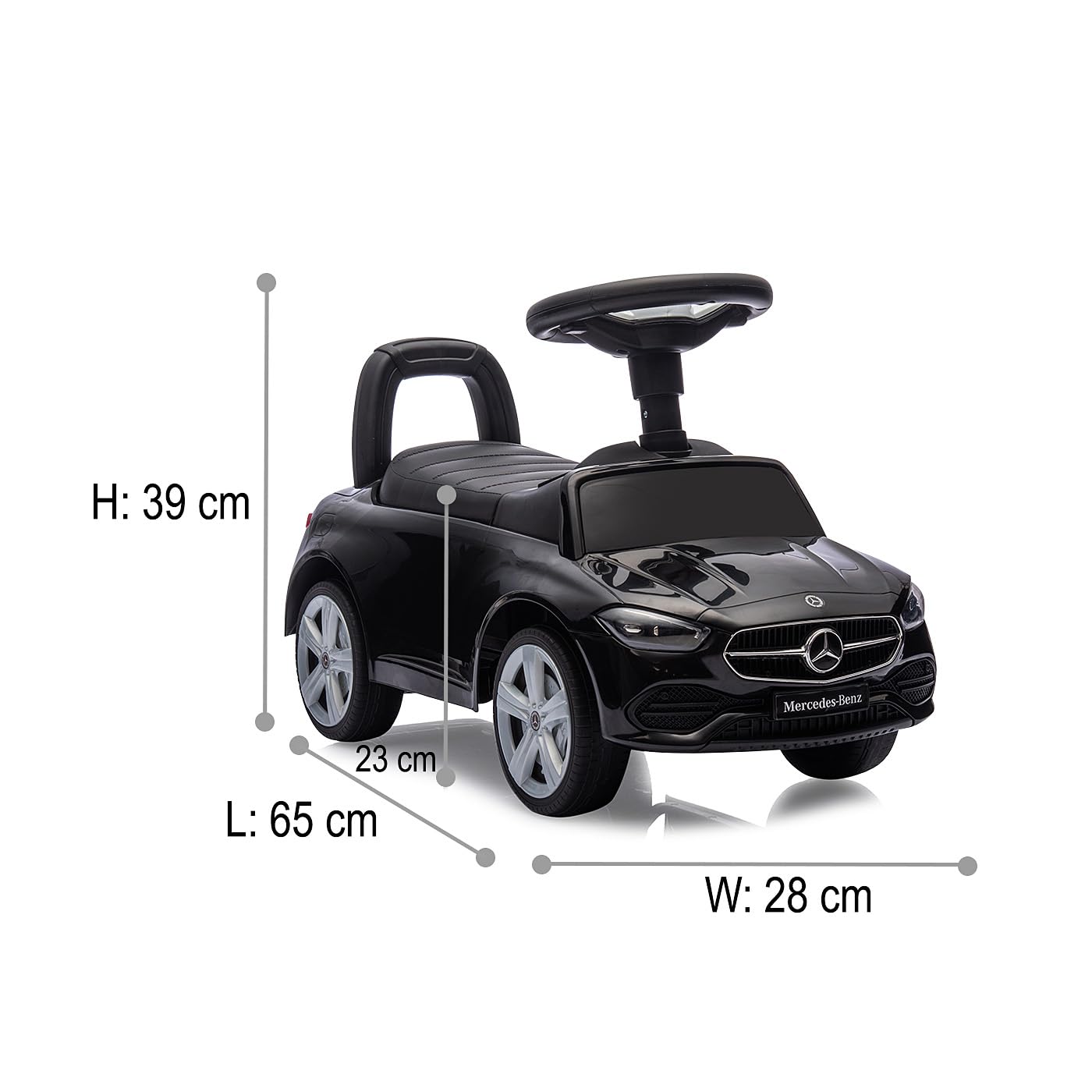 JAMARA 464032 Toboggan Mercedes-Benz Classe C – Voiture Glissante, véhicule pour Enfant intérieur et extérieur, Jouet de Voiture, Cadeau pour Enfants, Protection Anti-basculement, Coffre, klaxon