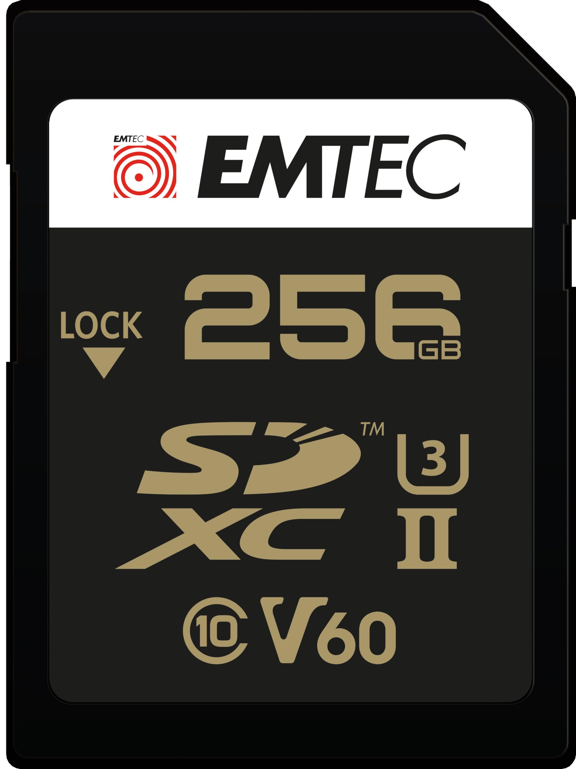 Carte SDXC 256Go EMTEC UHS-II U3 V60 SpeedIN Pro+ - 300Mo/s Lecture 4K 8K