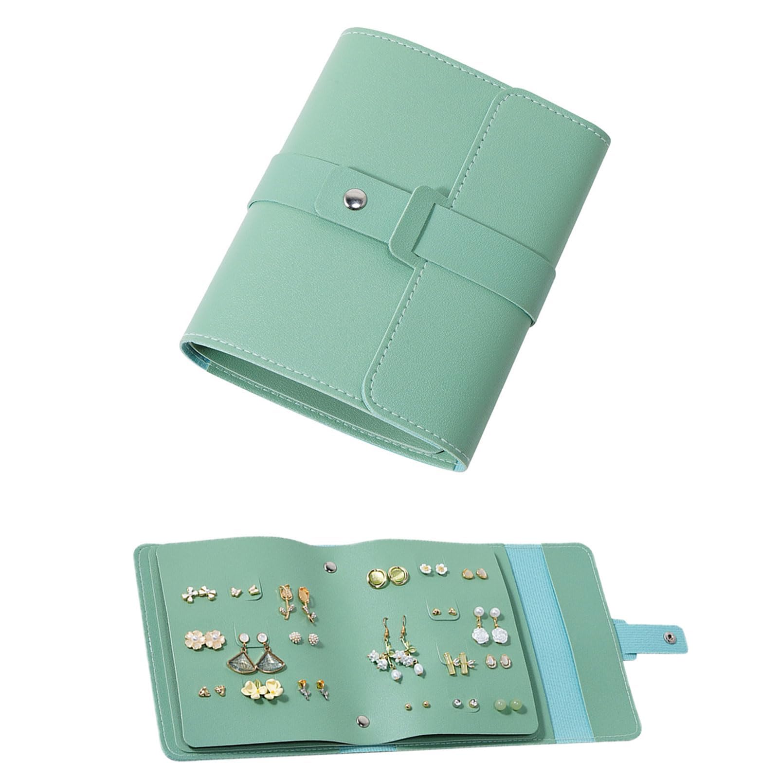 AzoneeAzonee Earring Storage Box, Portable PU Leather Organizer with Foldable Book Design, Travel-Friendly Case for Earrings and Jewelry