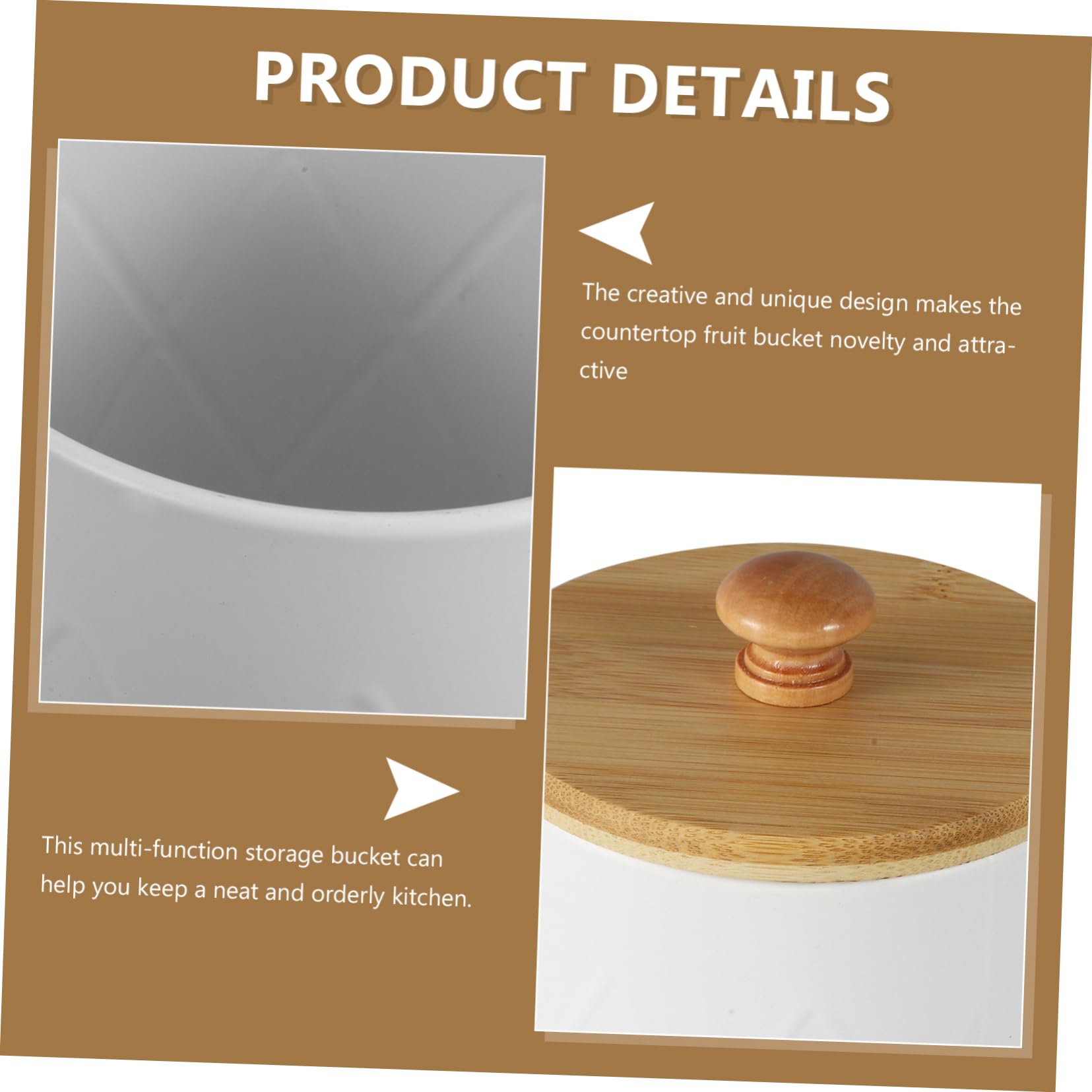 GRIRIW Candy Holder Wooden Storage Barrel for Potatoes and Onions Metal Tin Lids for Pantry