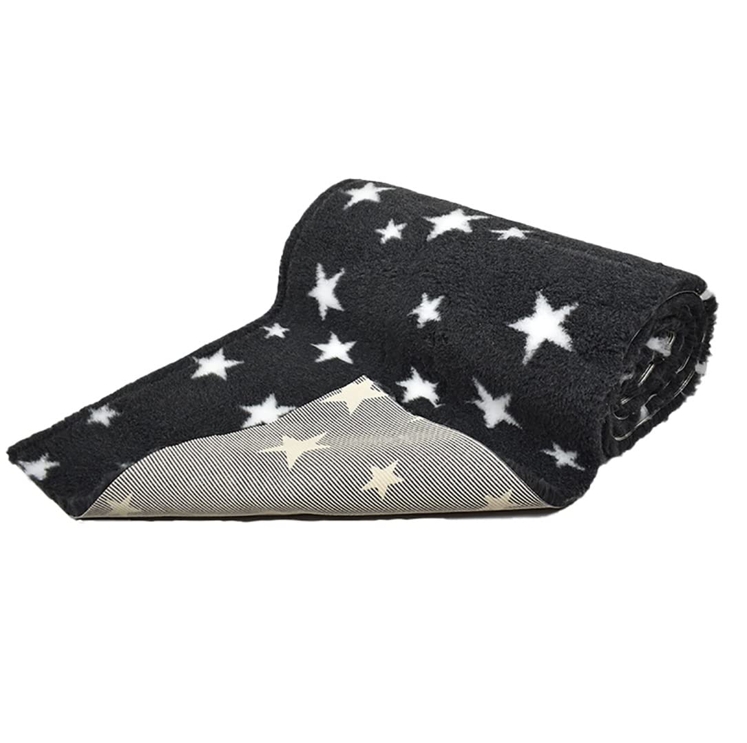SoulPet Charcoal White Big Star High Grade Vet Bedding Non-Slip back Bed Fleece for Pets 1300gsm
