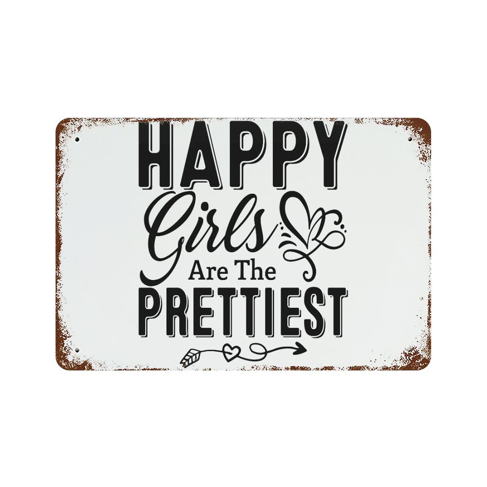 Plaque en métal Happy Girls décoration rétro vintage intérieur 30x45 cm