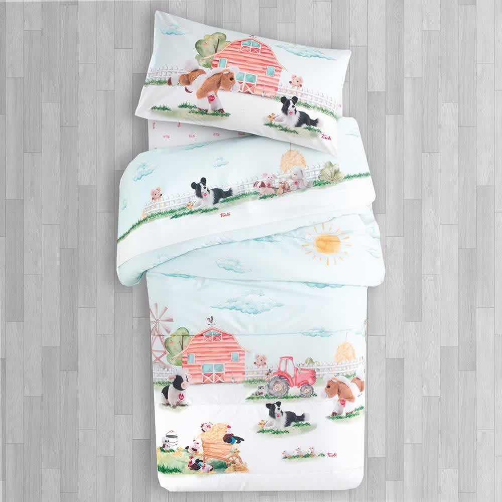 Gabel /TRUDI Home - Pełna pościel (na łóżeczko/łóżeczko dziecięce z brzegami) Drukowane techniką cyfrową na 100% czystej bawełny - FARma (Multicolor)
