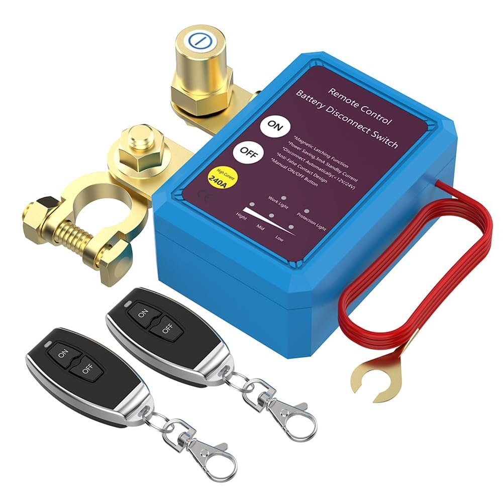 Coupe-batterie à distance 12 V 240 A, protection antivol pour camping-cars, véhicules tout-terrain et bateaux - Interrupteur d'arrêt automatique pour voiture