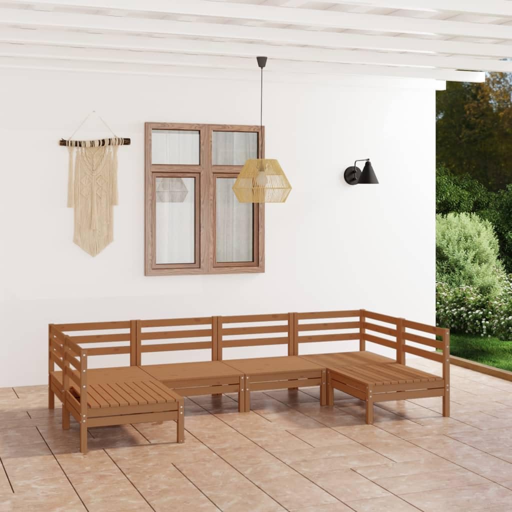 Canapé et table de jardin 6 places en bois massif résistant aux intempéries pour votre véranda