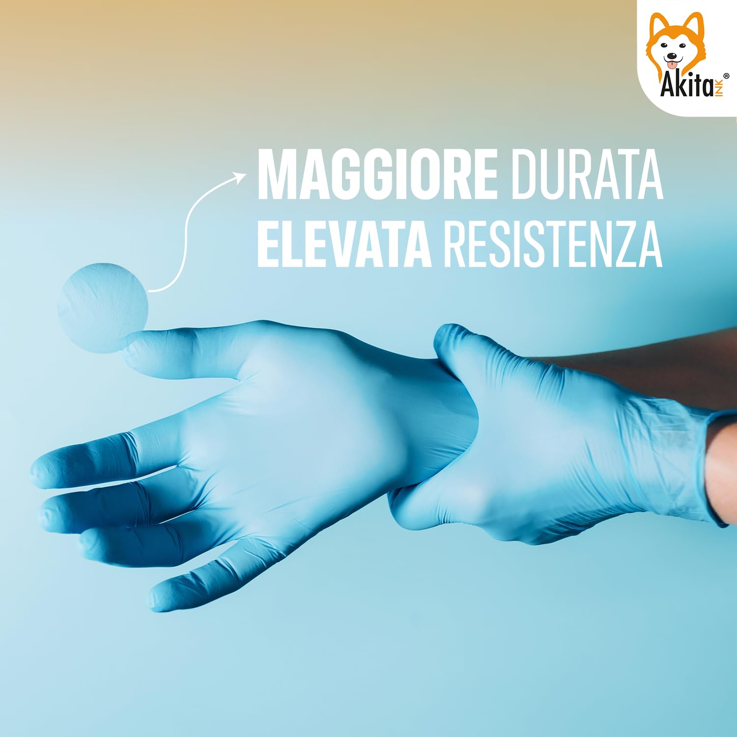 AKITAInk Guanti in Nitrile Blu senza polvere, senza lattice - Ipoallergenici, Resistenti, Ideali per Ambiti Medici e Alimentari per Estetisti, Tatuatori, Ambiti Medici, guanti per alimenti (1000, L)