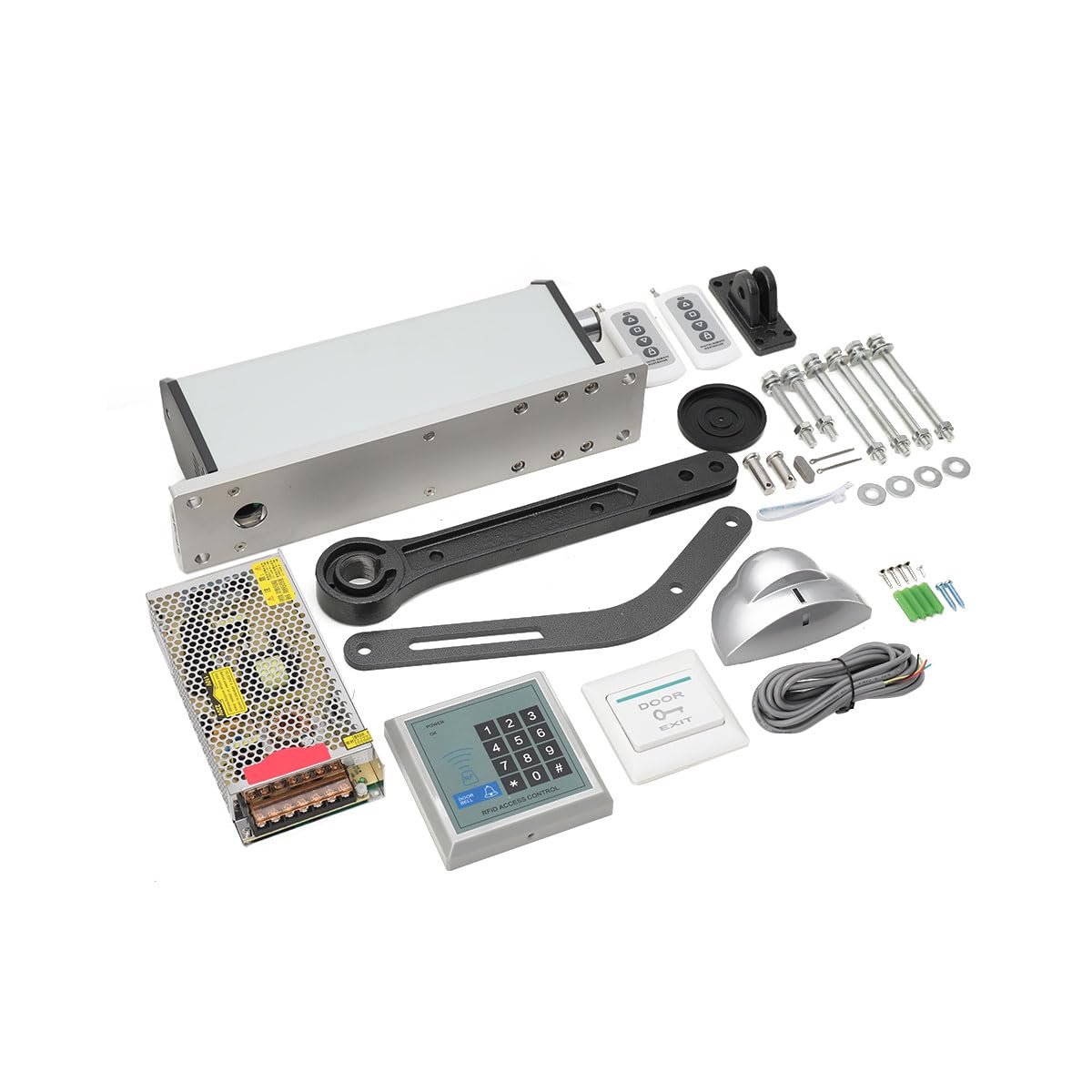 Mreryyse Automatic Door Opener and Closer, 25W Heavy Duty Electric Handicap Swing Door Operator, 9 Speeds Swing Gate Opener with 2 Remote Controls, Push Button, Access Controller & Sensor