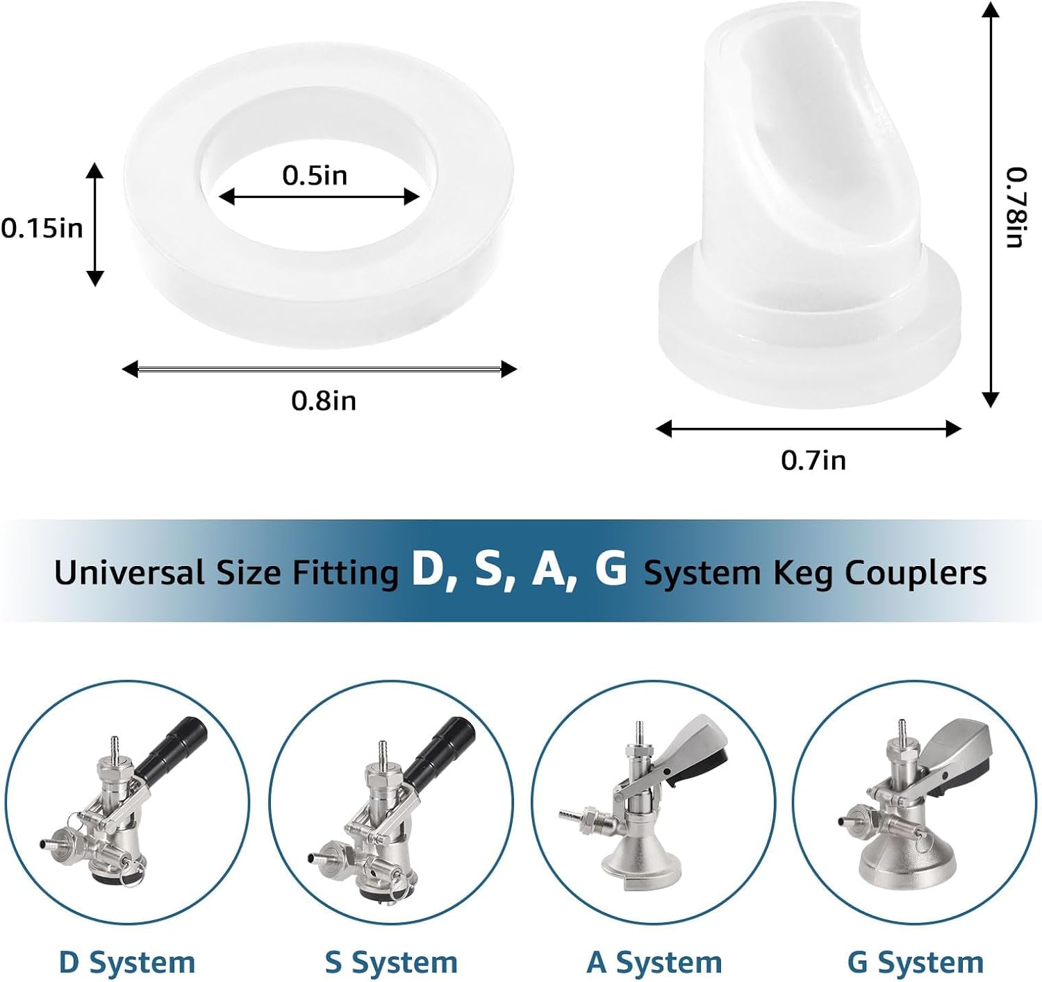 30 pcs Beer Keg Coupler Check Valve Beer Washer Gaskets Set, Gas Check Valve Beer Sealing Gasket Beer Keg Coupler Replacement Accessories Kit for Sankey D/S/A/G Couplers