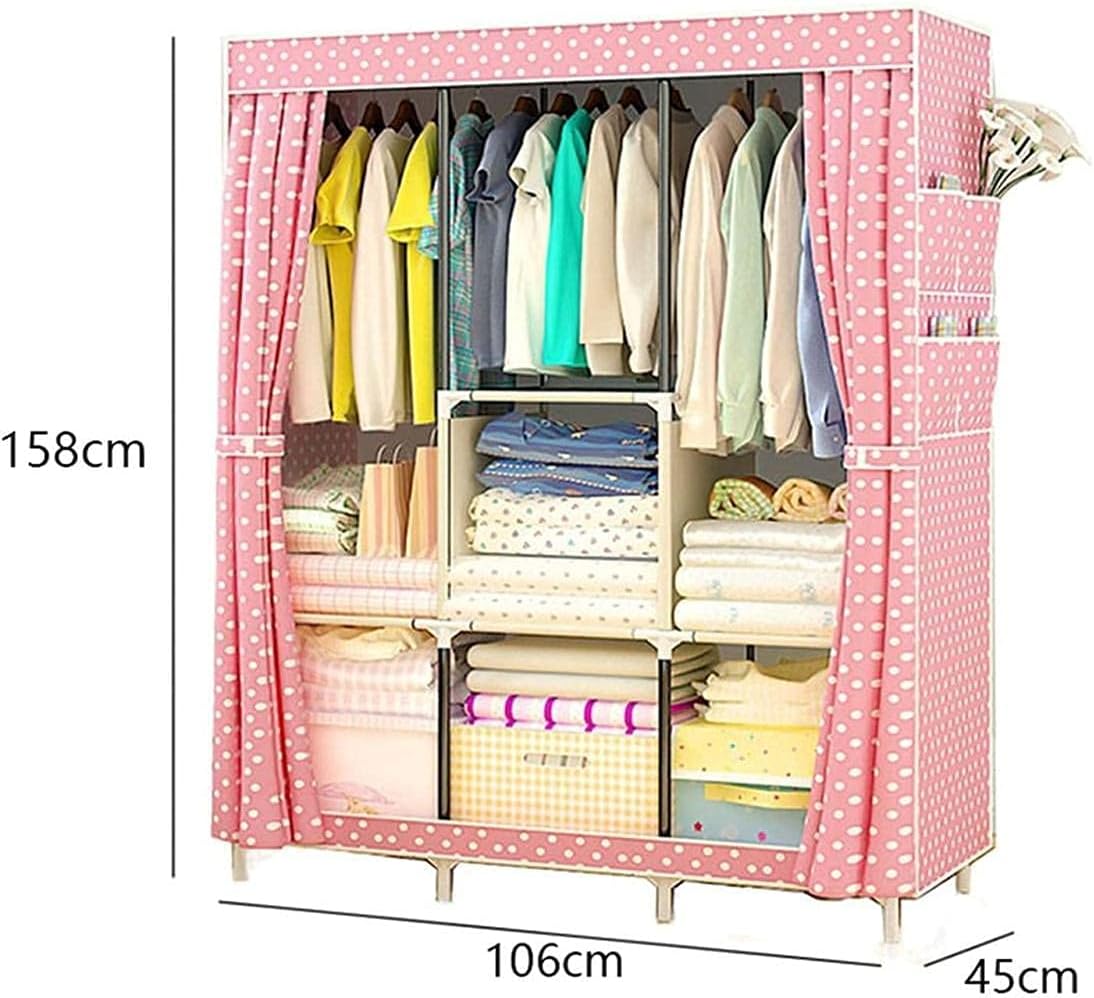 Wardrobe Single Wardrobe Oxford Cloth Sturdy Portable Fabric Wardrobe 158 45 106CM Clothes Rack (Color : D Size : 158 45 106CM) (A 158 * 45 * 106CM)