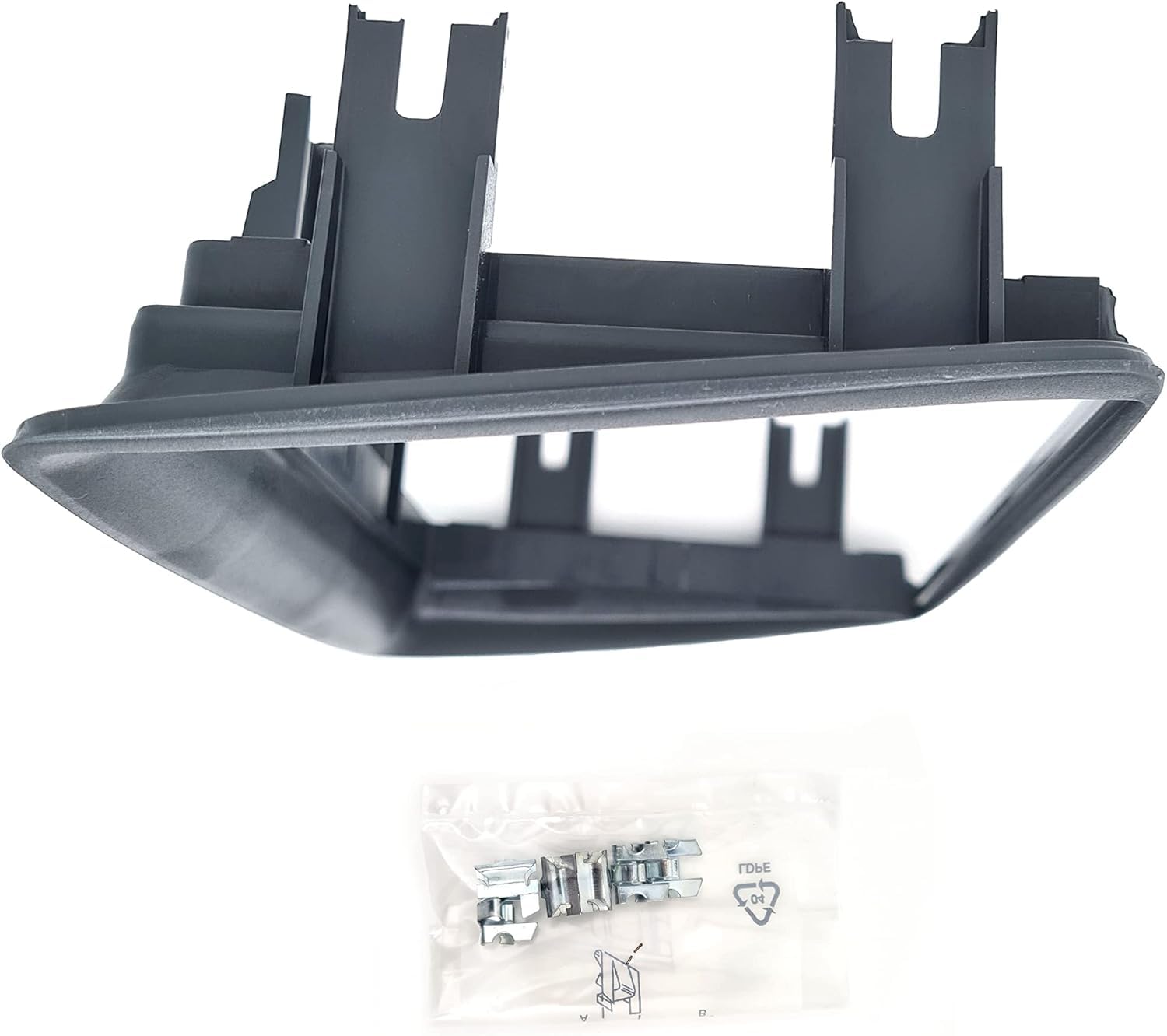 Mascherina 2DIN Adattatore Autoradio Cornice Stereo compatibile con FIAT Panda (169) dal 2003 al 2011 con Kit Fissaggio - Grigio